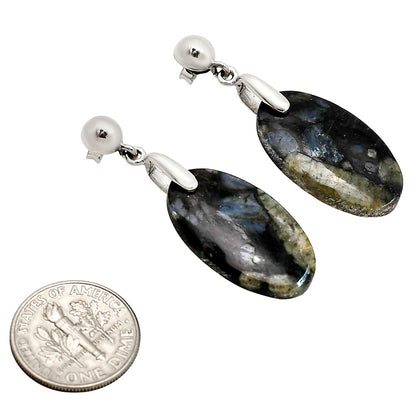 Llanite Blue Opal Crystal Sphere Earrings E-1199 SDE90689