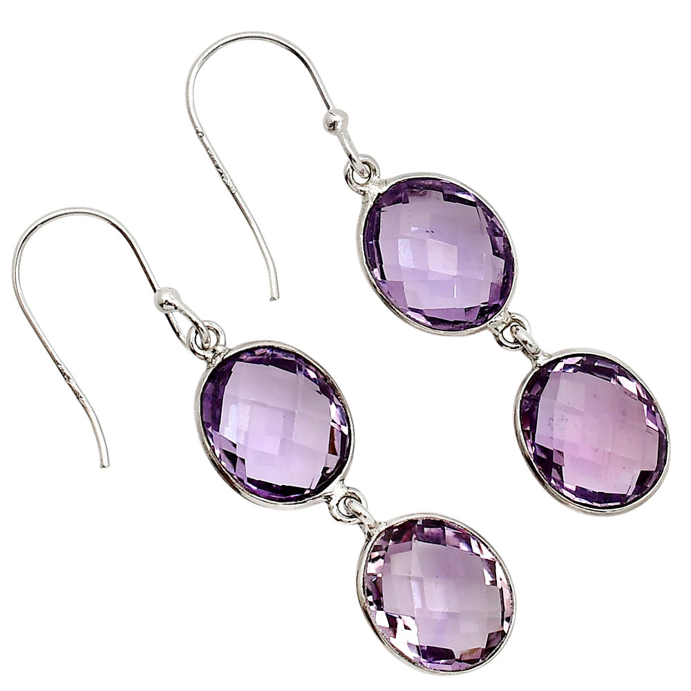 Amethyst Checker Briolette Earrings E-1006 SDE90753