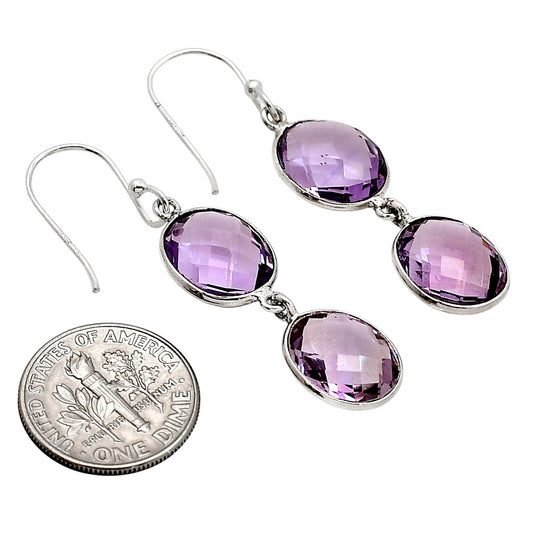 Amethyst Checker Briolette Earrings E-1006 SDE90753