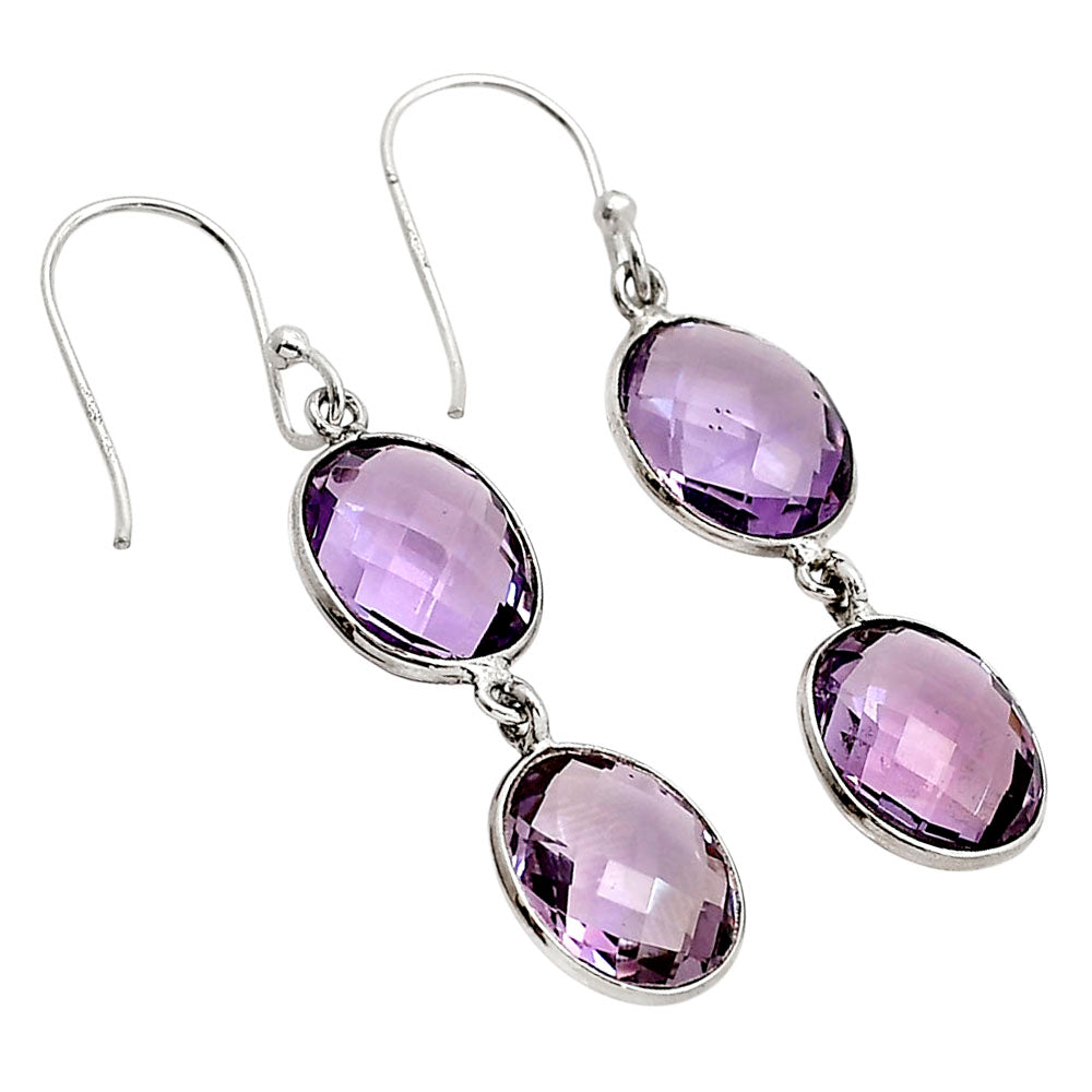 Amethyst Checker Briolette Earrings E-1006 SDE90753