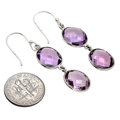 Amethyst Checker Briolette Earrings E-1006 SDE90754