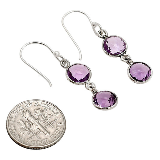 Amethyst Checker Briolette Earrings E-1006 SDE90757