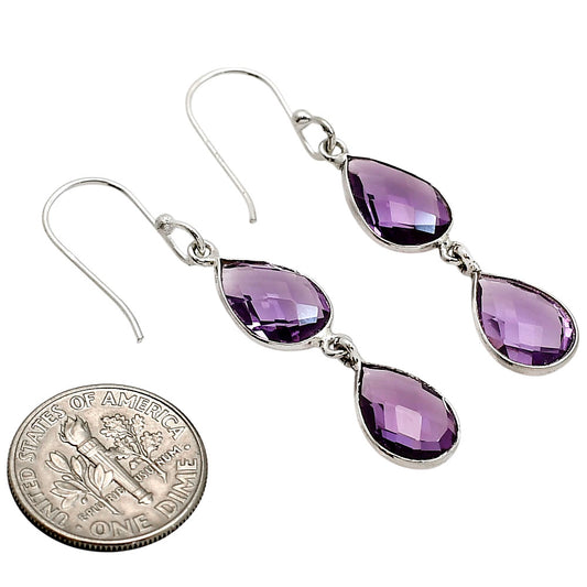 Amethyst Checker Briolette Earrings E-1006 SDE90759