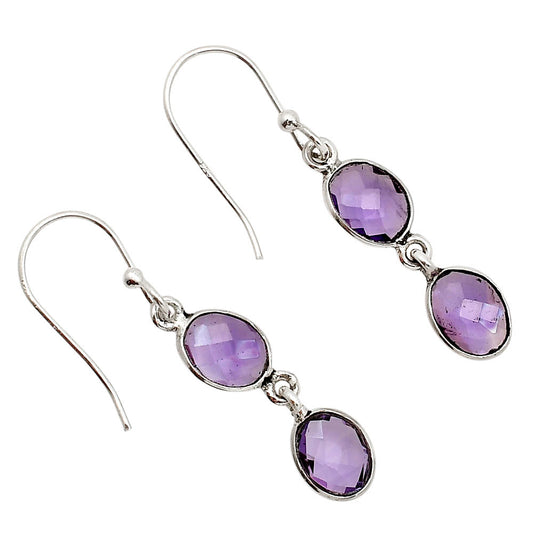 Amethyst Checker Briolette Earrings E-1006 SDE90763