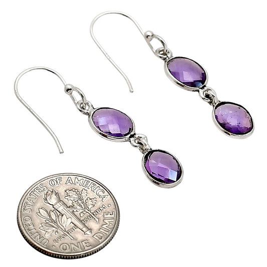 Amethyst Checker Briolette Earrings E-1006 SDE90764