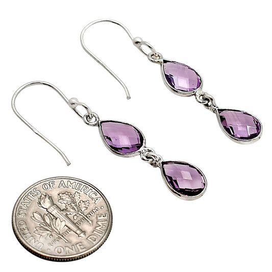 Amethyst Checker Briolette Earrings E-1006 SDE90765