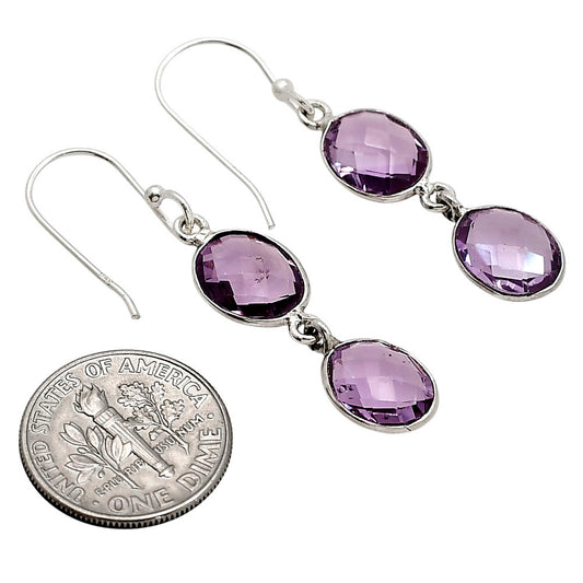 Amethyst Checker Briolette Earrings E-1006 SDE90773
