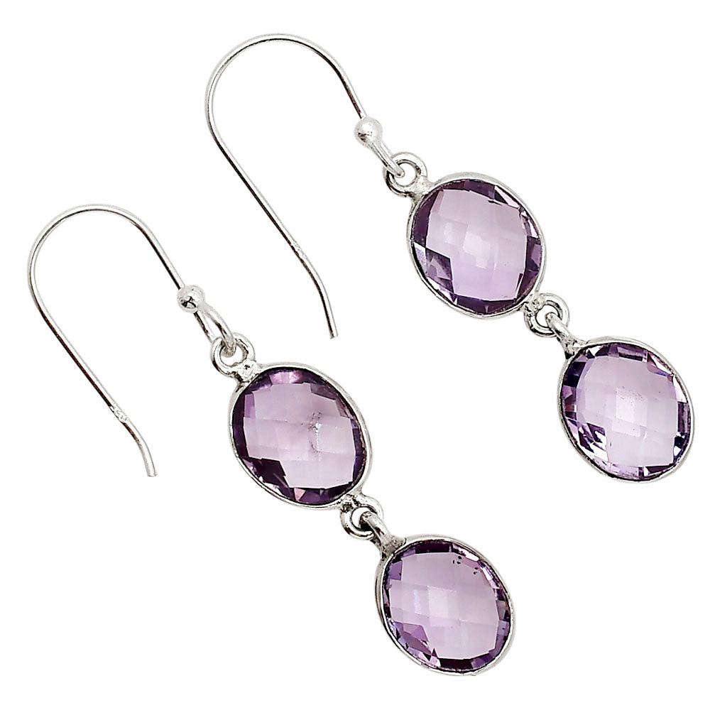 Amethyst Checker Briolette Earrings E-1006 SDE90775