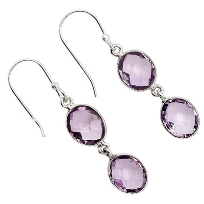 Amethyst Checker Briolette Earrings E-1006 SDE90775