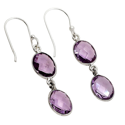 Amethyst Checker Briolette Earrings E-1006 SDE90775