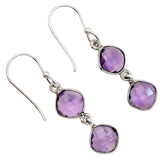 Amethyst Checker Briolette Earrings E-1006 SDE90777