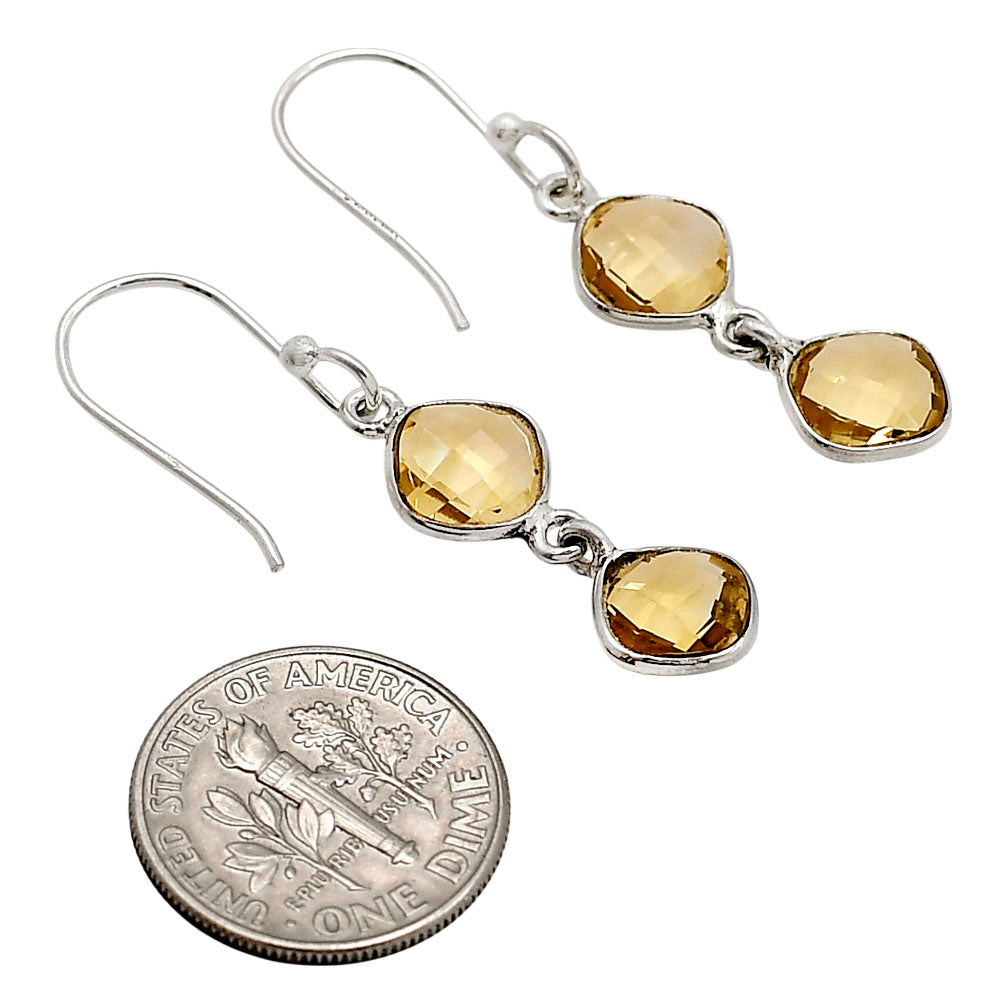 Citrine Checker Briolette Earrings E-1006 SDE90793