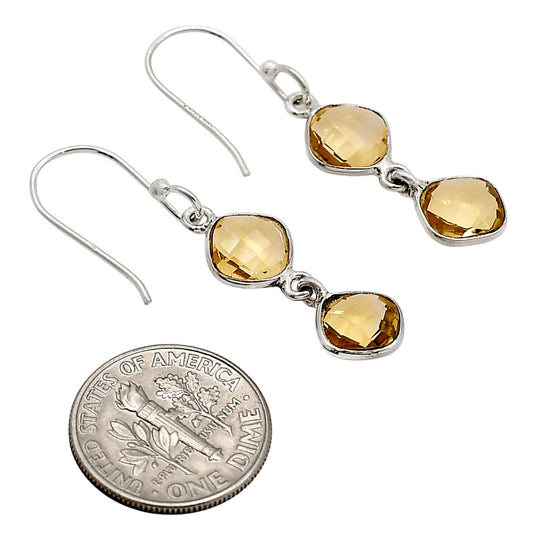 Citrine Checker Briolette Earrings E-1006 SDE90795