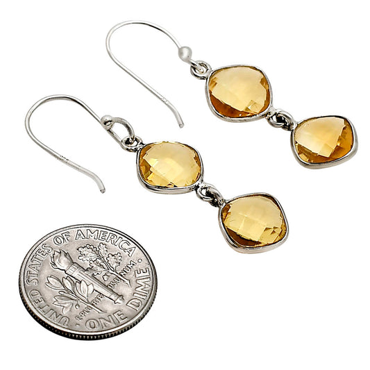 Citrine Checker Briolette Earrings E-1006 SDE90797