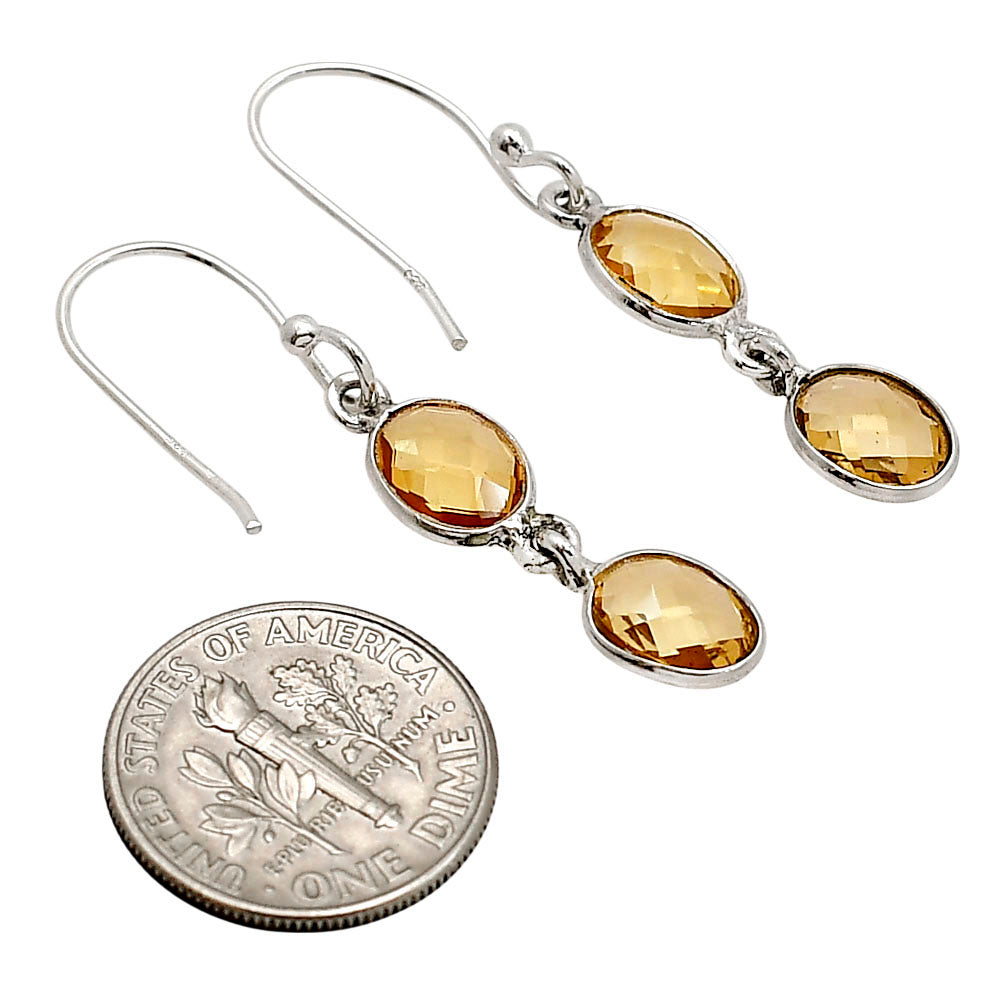 Citrine Checker Briolette Earrings E-1006 SDE90807