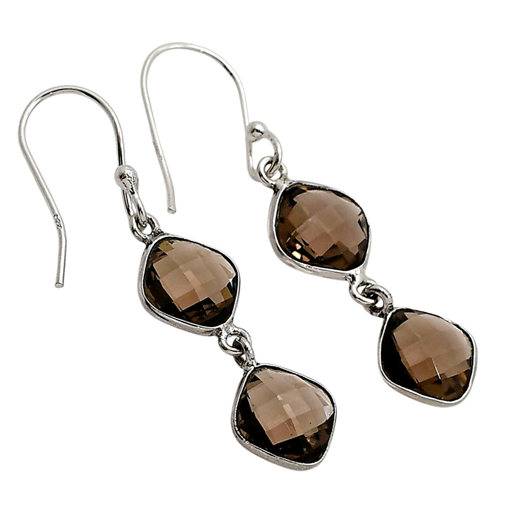 Smoky Quartz Checker Briolette Earrings E-1006 SDE90820