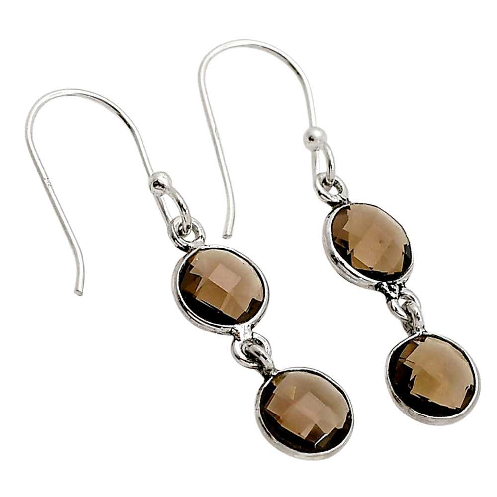 Smoky Quartz Checker Briolette Earrings E-1006 SDE90824