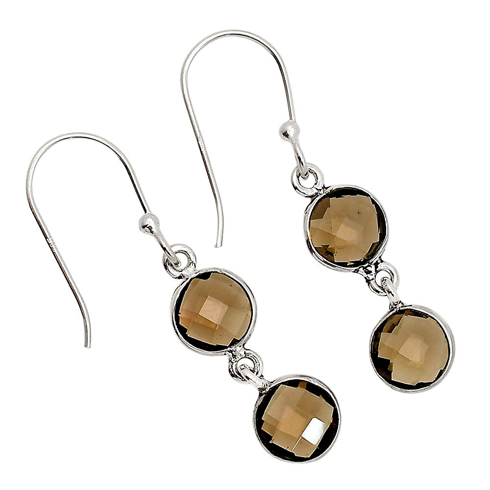 Smoky Quartz Checker Briolette Earrings E-1006 SDE90825