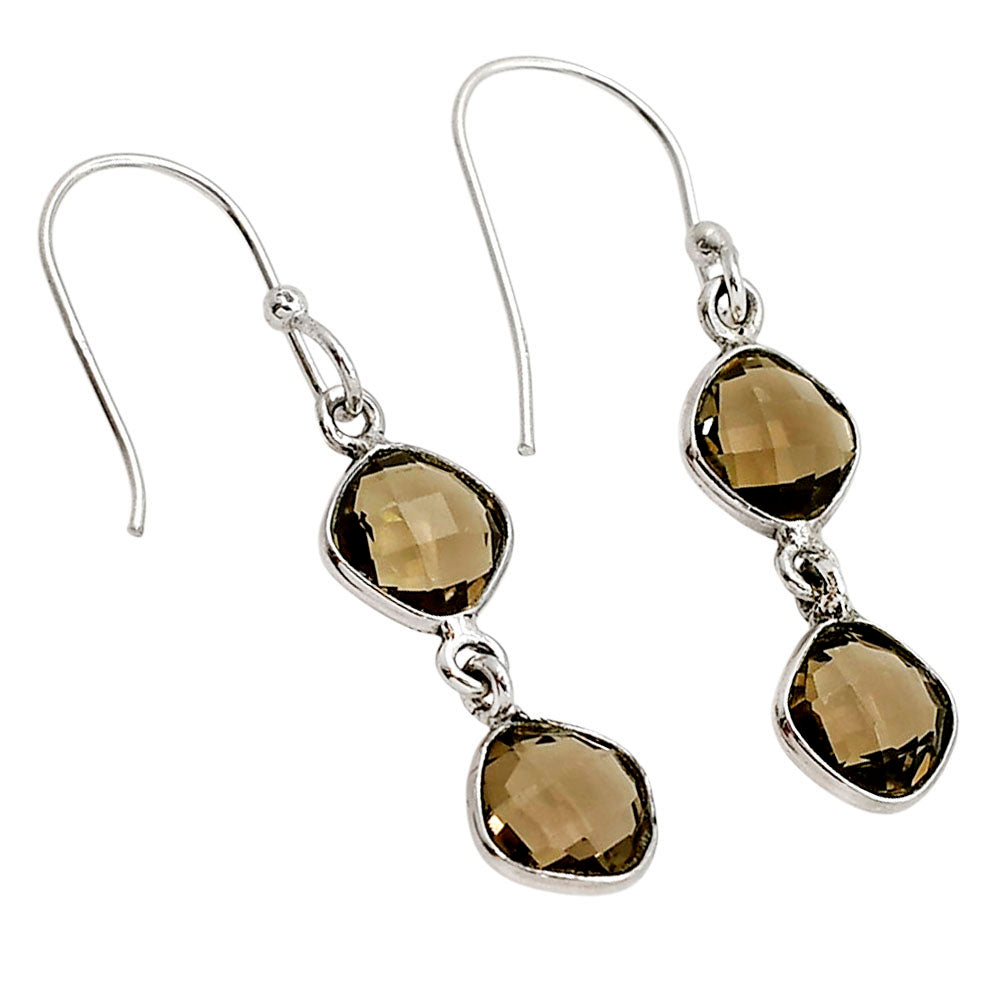 Smoky Quartz Checker Briolette Earrings E-1006 SDE90829