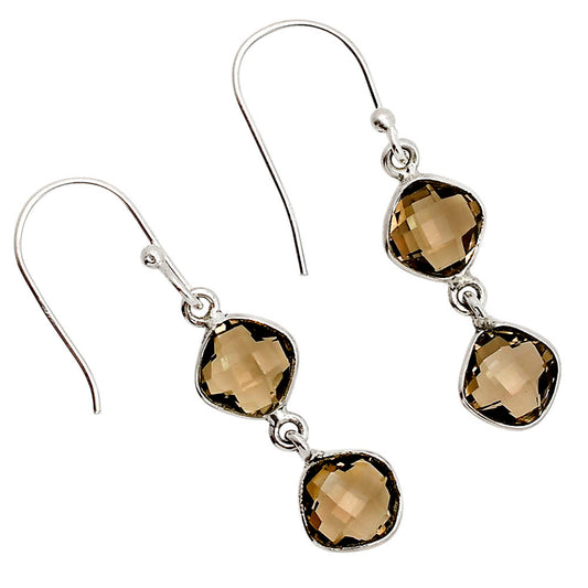 Smoky Quartz Checker Briolette Earrings E-1006 SDE90831