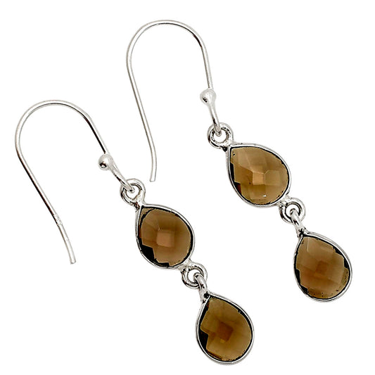 Smoky Quartz Checker Briolette Earrings E-1006 SDE90833