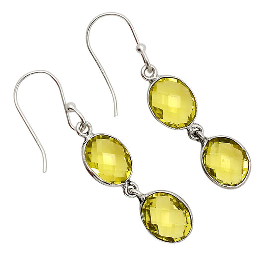 Lemon Quartz Checker Briolette Earrings E-1006 SDE90850