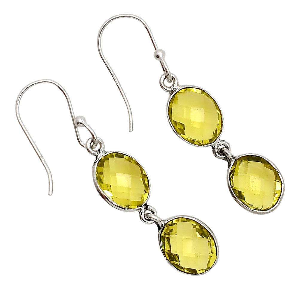 Lemon Quartz Checker Briolette Earrings E-1006 SDE90851