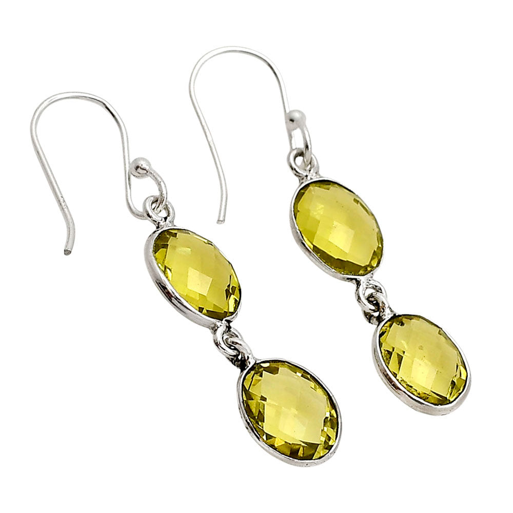 Lemon Quartz Checker Briolette Earrings E-1006 SDE90851