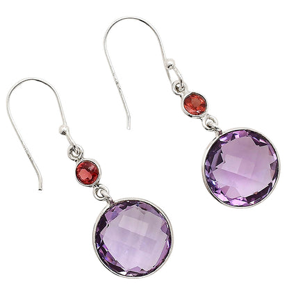 Amethyst Checker Briolette and Hessonite Garnet Earrings E-1006 SDE90868