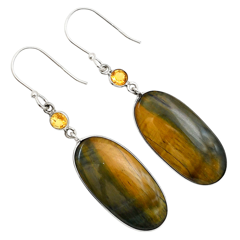 Blue Tiger Eye and Citrine Earrings E-1002 SDE90910