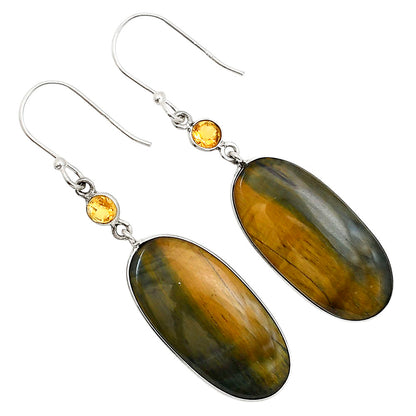 Blue Tiger Eye and Citrine Earrings E-1002 SDE90910