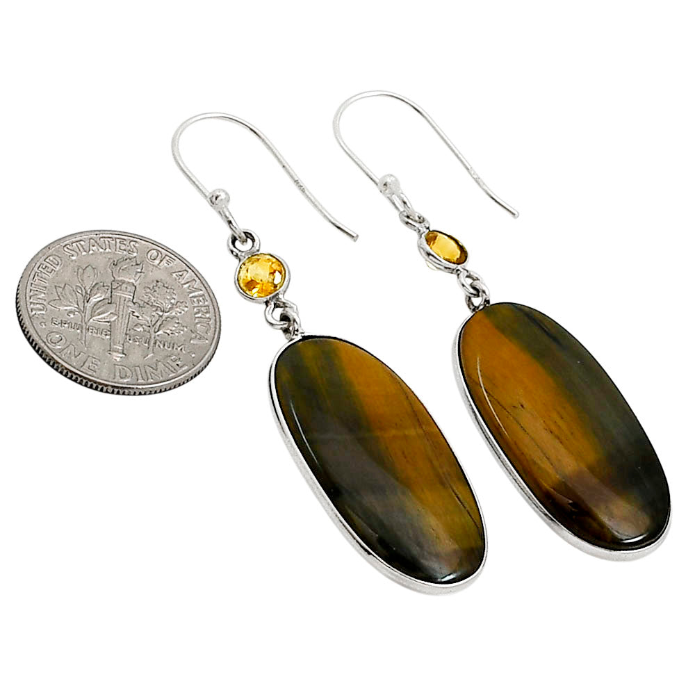 Blue Tiger Eye and Citrine Earrings E-1002 SDE90910
