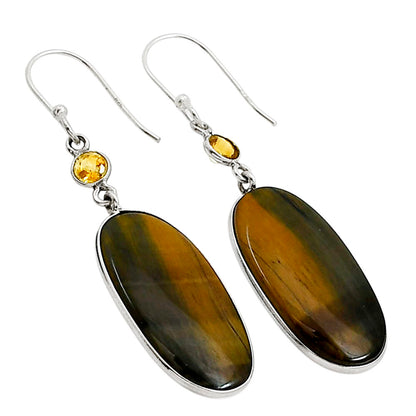 Blue Tiger Eye and Citrine Earrings E-1002 SDE90910