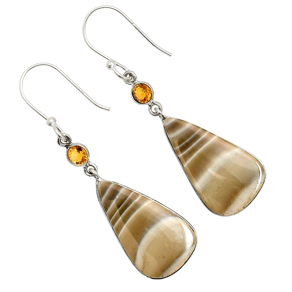 Flint Stone and Citrine Earrings E-1002 SDE90932