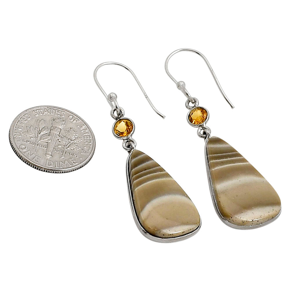 Flint Stone and Citrine Earrings E-1002 SDE90932