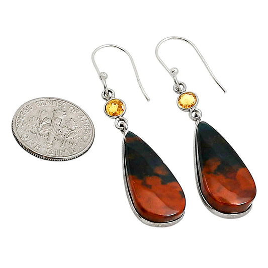 Blood Stone and Citrine Earrings E-1002 SDE90934