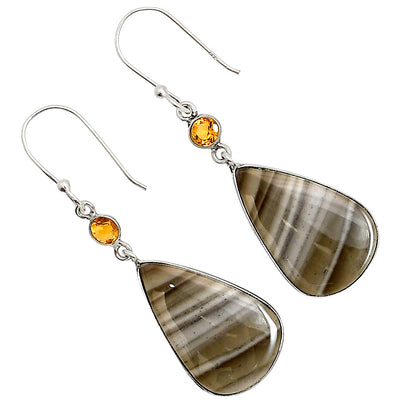 Flint Stone and Citrine Earrings E-1002 SDE90936