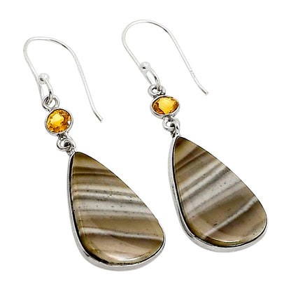 Flint Stone and Citrine Earrings E-1002 SDE90936