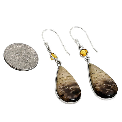 Root Plume Agate and Citrine Earrings E-1002 SDE90937