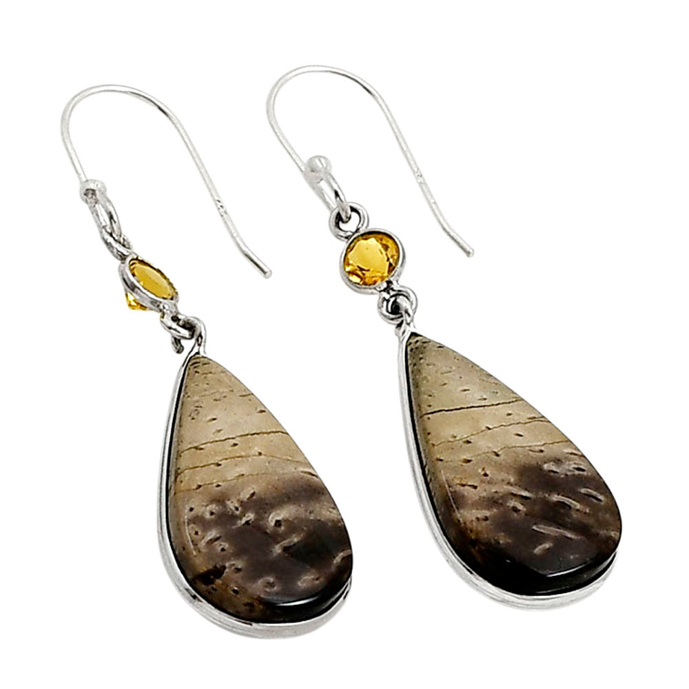 Root Plume Agate and Citrine Earrings E-1002 SDE90937