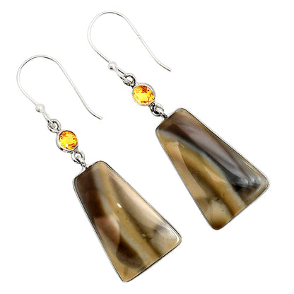 Flint Stone and Citrine Earrings E-1002 SDE90947