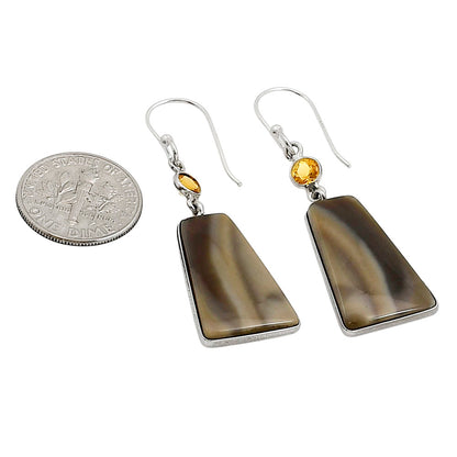 Flint Stone and Citrine Earrings E-1002 SDE90947