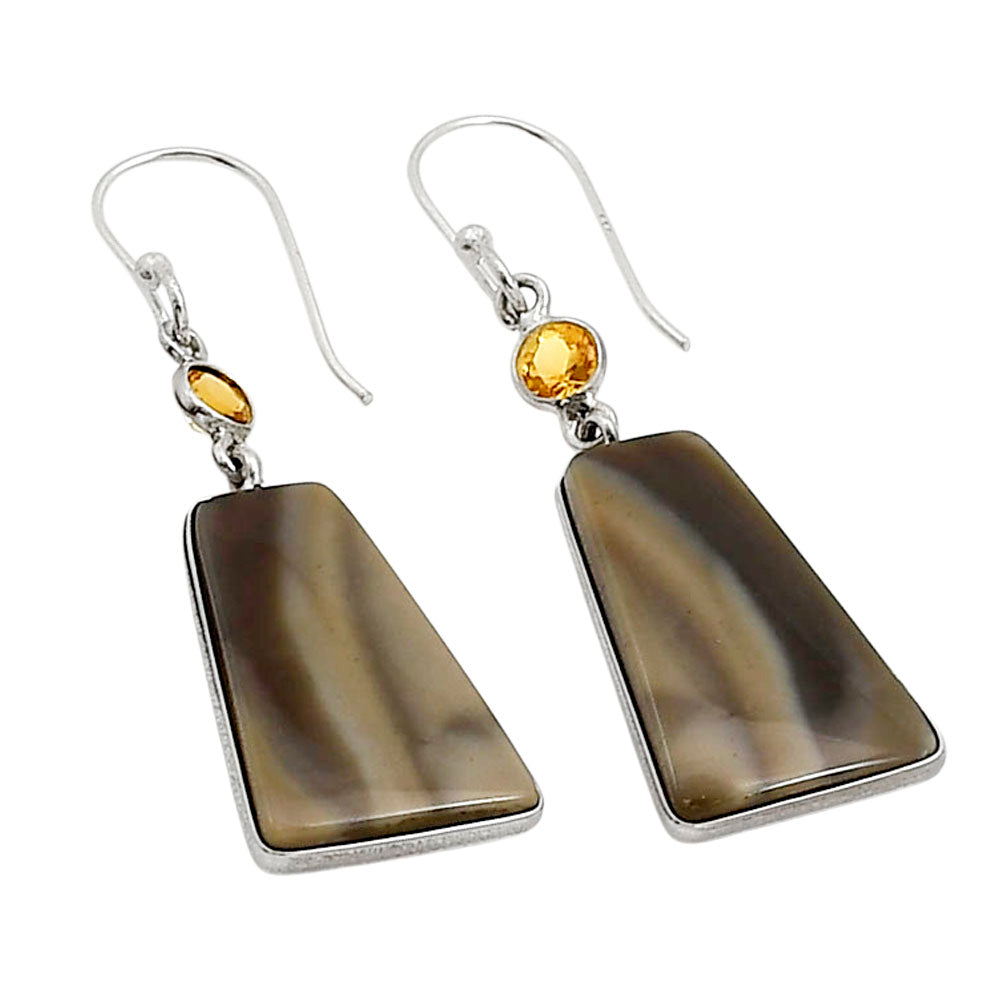 Flint Stone and Citrine Earrings E-1002 SDE90947