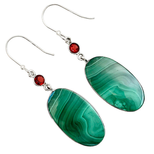 Malachite Eye and Garnet Earrings E-1002 SDE90948