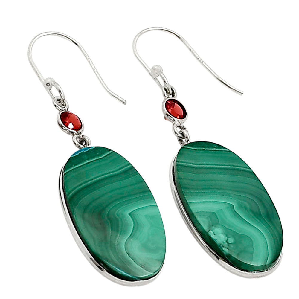 Malachite Eye and Garnet Earrings E-1002 SDE90948