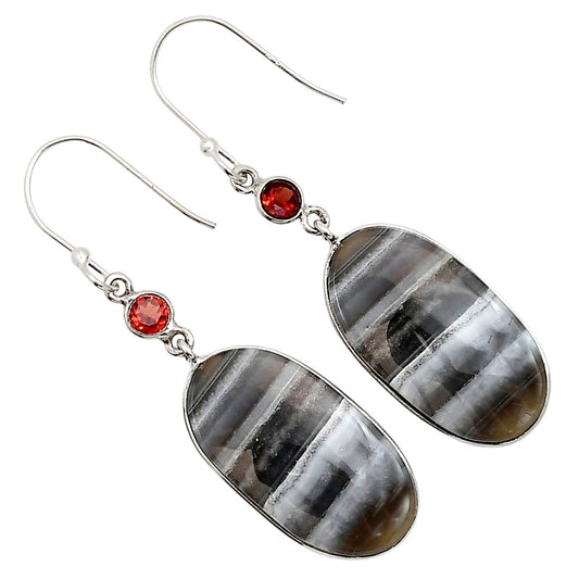 Banded Onyx and Garnet Earrings E-1002 SDE90949