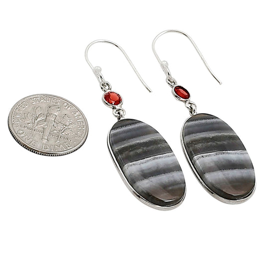 Banded Onyx and Garnet Earrings E-1002 SDE90949