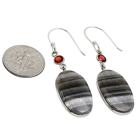 Banded Onyx and Garnet Earrings E-1002 SDE90954