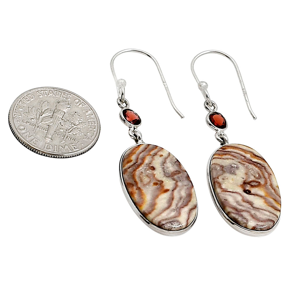 Wave Dolomite and Garnet Earrings E-1002 SDE90955