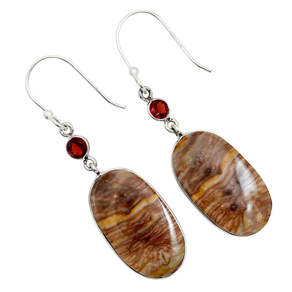 Wave Dolomite and Garnet Earrings E-1002 SDE90956